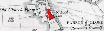 Pulfords School in 1901 buildings in red